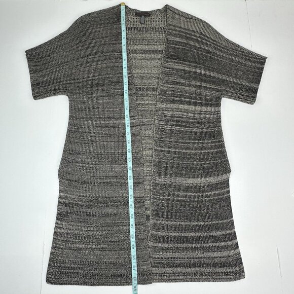 Eileen Fisher Women’s Black Tan Open Front Long Cardigan Sweater XXS/XS/C35.25 - Picture 10 of 13